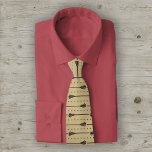 Gold Lacrosse Black Sticks &amp; Dotted Lines Pattern Neck Tie