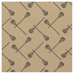 Gold Lacrosse Black Sticks Patterned Fabric