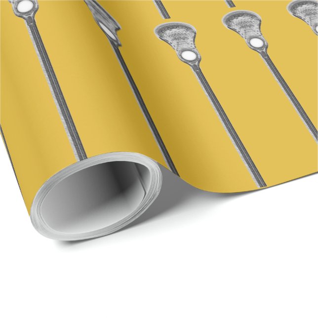 Gold Lacrosse Gift Wrapping Paper (Roll Corner)