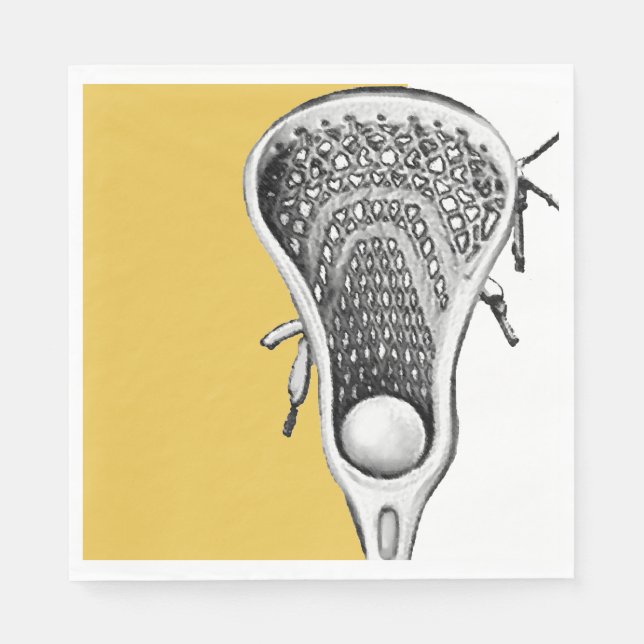 Gold Lacrosse Sports Party Napkins (Front)