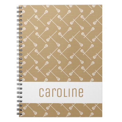 Gold Lacrosse White Sticks Patterned Notebook