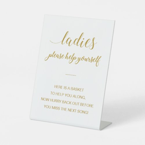Gold Ladies Bathroom Basket Elegant Wedding Pedestal Sign