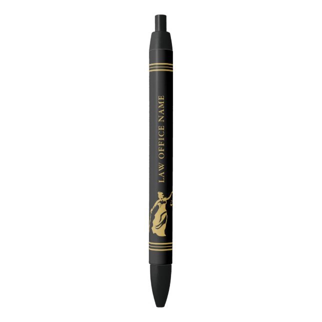 Gold Lady Justice Logo & Custom Text Pen (Front Vertical)