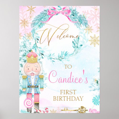 Gold Land of Sweets Nutcracker Birthday Welcome  Poster