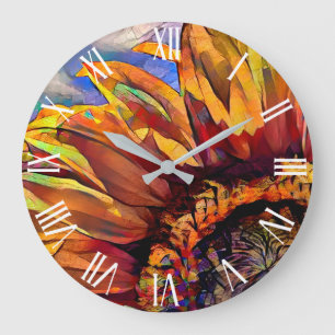 Gold Large Sunflower Elegant Collection Large Clock