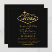 Gold Las Vegas Fabulous Destination Square Wedding Invitation (Front/Back)