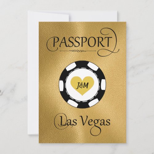 Gold Las Vegas Passport Save the Date Card