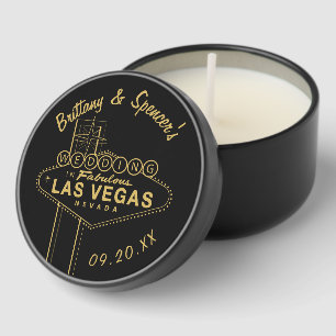 Gold Las Vegas Sign Wedding Black Mini Candle Favors