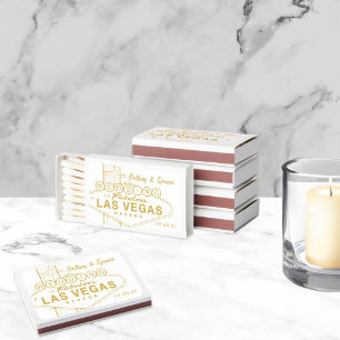 Gold Las Vegas Sign Wedding Favor Matchboxes