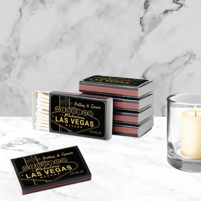 Gold Las Vegas Sign Wedding Favor Matchboxes (Creator Uploaded)