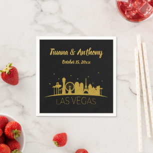 Gold Las Vegas Silhouette Wedding Napkins