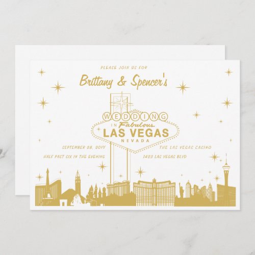 Gold Las Vegas Skyline Wedding Invitation