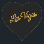 Gold Las Vegas Sparkles Sticker<br><div class="desc">This Las Vegas sticker is accented with sparkly gold type on a black background. It is part of the Gold Las Vegas Sparkles Wedding Collection,   and is perfect as an envelope seal or favor decoration.</div>