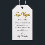 Gold Las Vegas Sparkles Wedding Welcome Gift Tags<br><div class="desc">This Las Vegas Welcome Gift Tag is accented with a sparkly gold type on a white background, making it perfect to decorate a welcome gift for your guests at a destination wedding in Las Vegas. It is part of the Gold Las Vegas Sparkles Wedding Collection. If additional coordinating items are...</div>
