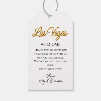 Gold Las Vegas Sparkles Wedding Welcome Gift Tags by prettyfancyinvites at Zazzle