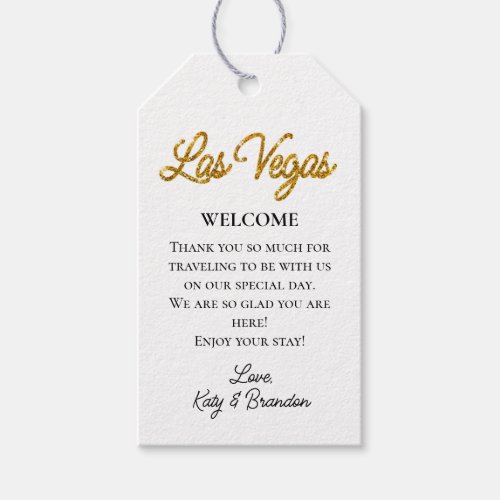 Gold Las Vegas Sparkles Wedding Welcome Gift Tags