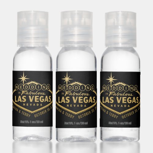 Gold Las Vegas Wedding Sign Bridal Shower Party Hand Sanitizer