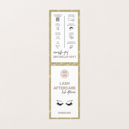 Gold Lash Aftercare Instructions Minimalist Logo Business Card