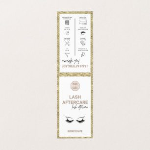 Gold Lash Aftercare Instructions Minimalist Logo Business Card