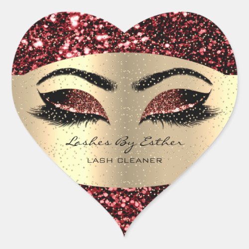 Gold Lashes By Cleaner Heart Makeup Burgundy Heart Sticker