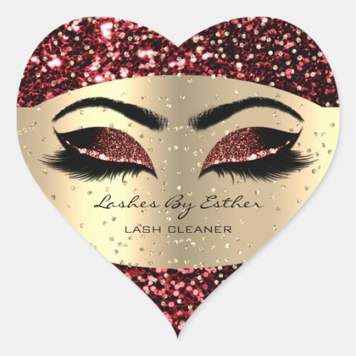 Gold Lashes By Cleaner Heart Makeup Burgundy Heart Sticker