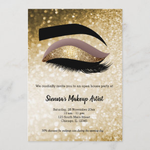 Gold Lashes Eye Invitation