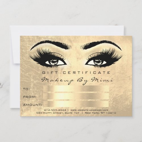 Gold Lashes Eyes Makeup Artist Certificate Gift