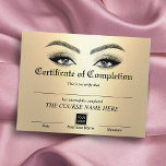 Gold Lashes Salon Certificate of Completion Award<br><div class="desc">Modern Gold Eyelash Certificate of Completion Awards.</div>