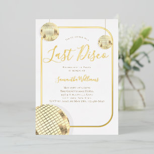 Gold Last Disco Bachelorette Party Foil Invitation