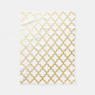 Gold Lattice Moroccan Pattern Fleece Blanket