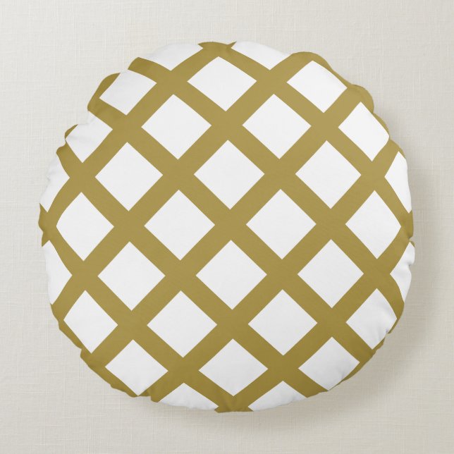 Gold Lattice Round Pillow (Front)