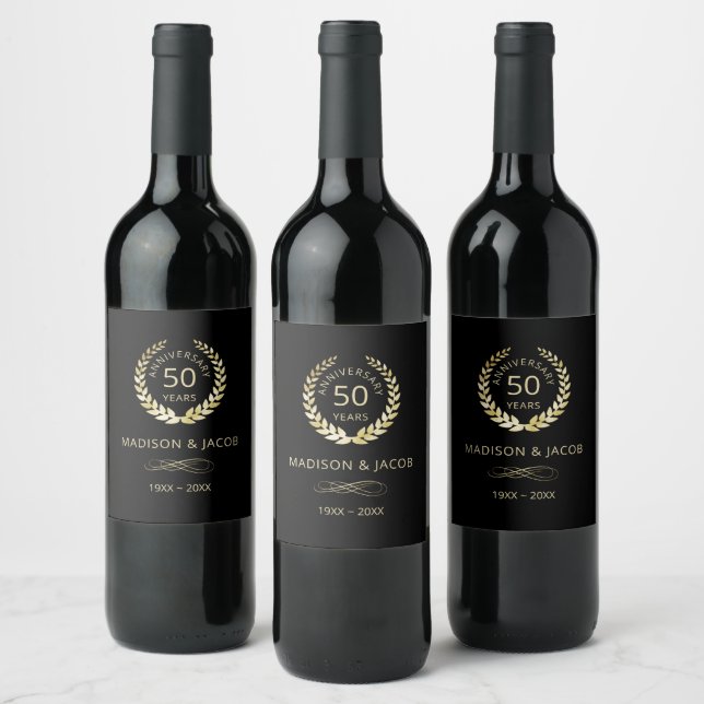 Gold Laurel Anniversary  Wine Label (Bottles)