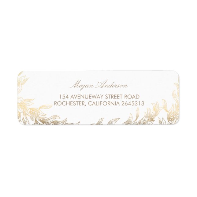 Gold Laurel Branches Wedding Label (Front)