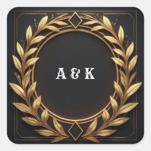 Gold Laurel Emblem Arch Square Sticker