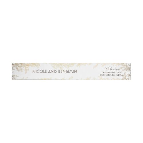 Gold Laurel Leaves Wedding Wrap Around Label - Gold leaves wedding wrap labels