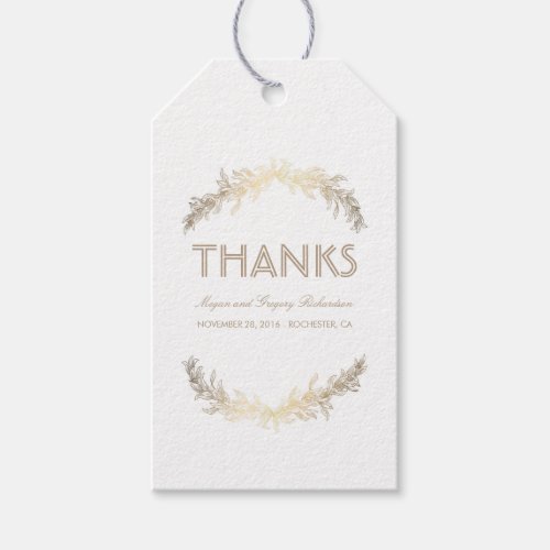 Gold Laurel Leaves Wreath Wedding Gift Tags - Gold laurel leaves wreath elegant wedding tags