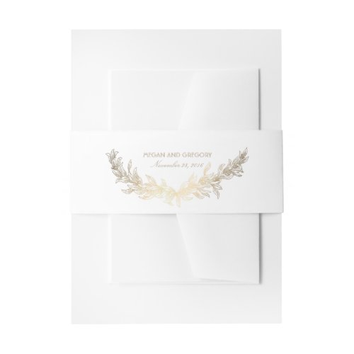 Gold Laurel Olive Leaves Wreath Elegant Wedding Invitation Belly Band - Gold laurel - wreath Wedding Belly Band