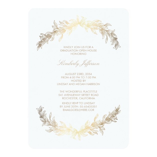 Gold Laurel Photo Graduation Party Card