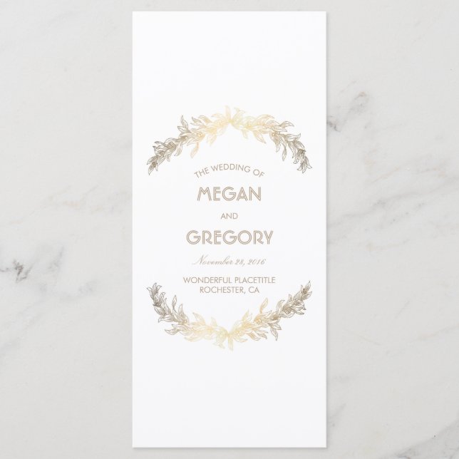 Gold Laurel Vintage Wedding Programs (Front)