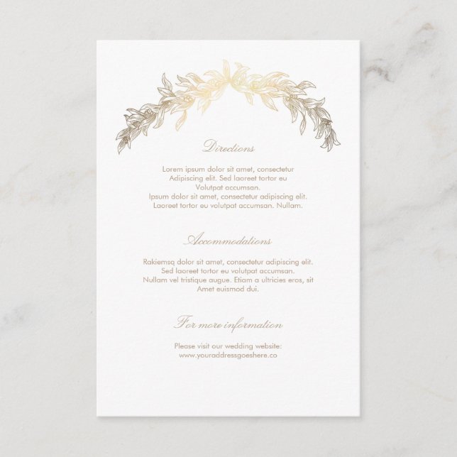 Gold Laurel Wedding Details Insert (Front)