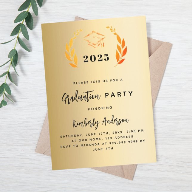 Gold laurel wreath 2026 Graduation Party Invitation (Creator Uploaded)