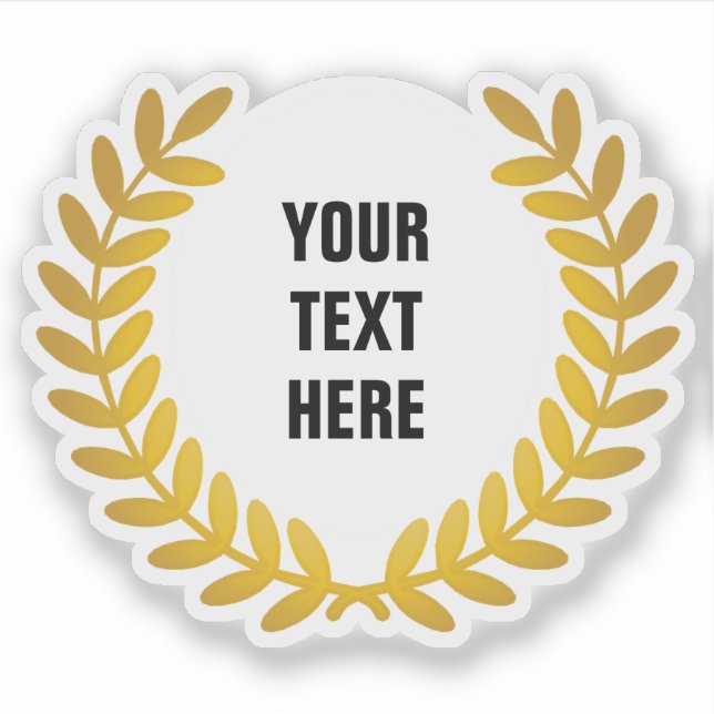Gold laurel wreath award add words sticker (Front)