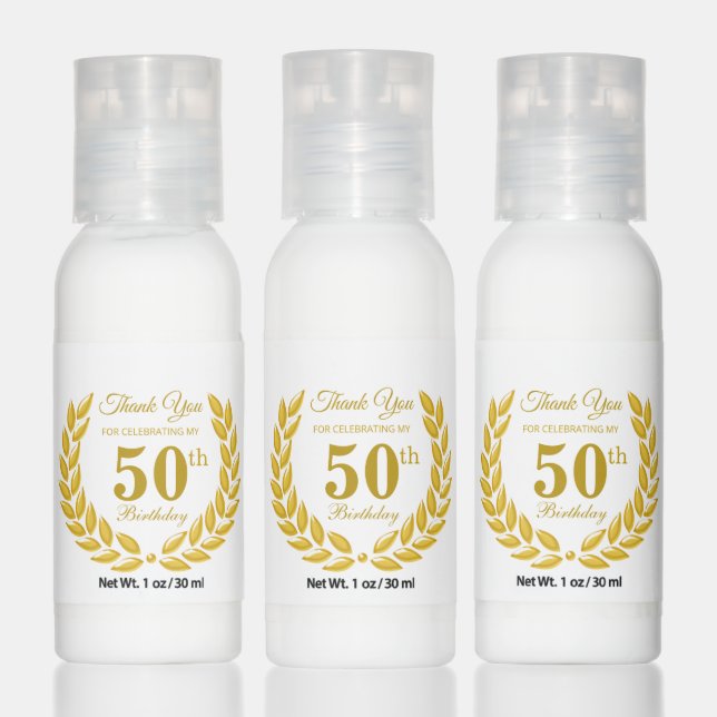 Gold Laurel Wreath Birthday Thank You Favor Hand Lotion (Set)