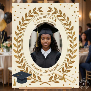 Gold Laurel Wreath Custom Photo Graduation Welcome Foam Board