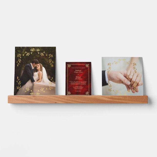 Gold Laurel Wreath Frame DIY Photo Invitation Picture Ledge (Front)