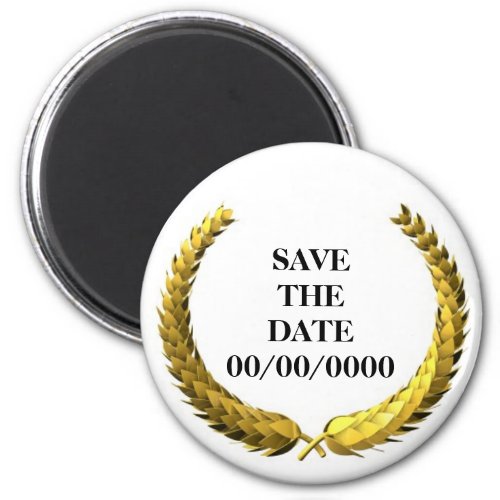 Gold Laurel Wreath Save_the_Date Magnet