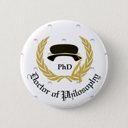 Gold Laurel Wreath Tam PhD Doctor Graduation Button