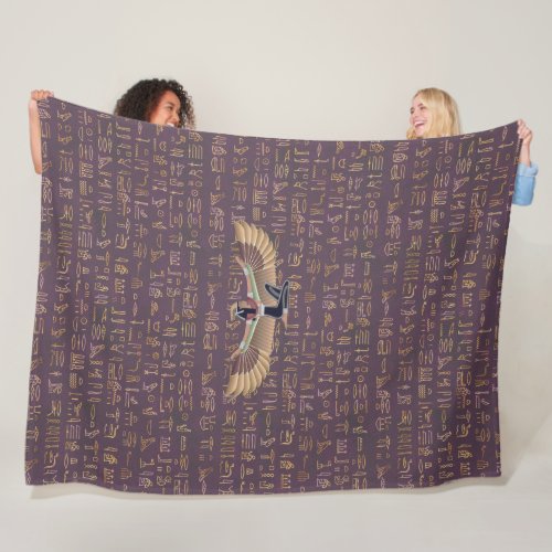 Gold Lavender Egyptian Princess Hieroglyphs  Fleece Blanket