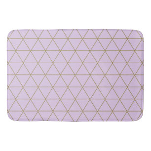 Gold Lavender Geometric Triangles Boho Glam Bath Mat