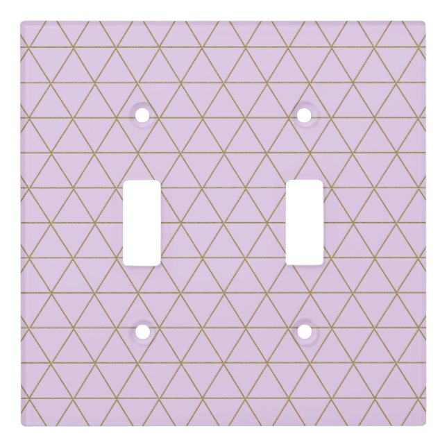 Gold Lavender Geometric Triangles Boho Glam Light Switch Cover (Front)